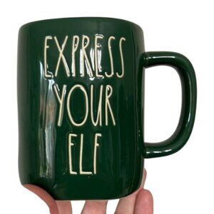 Rae Dunn Green Express Your Elf Christmas Holiday Ceramic Mug